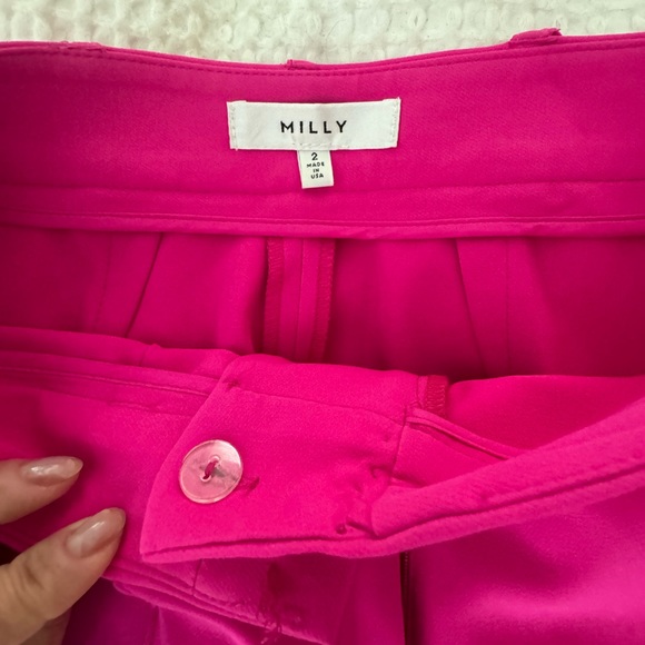 Milly Italian Cady cropped Hayden pants in raspberry pink, size 2 - Picture 2 of 5